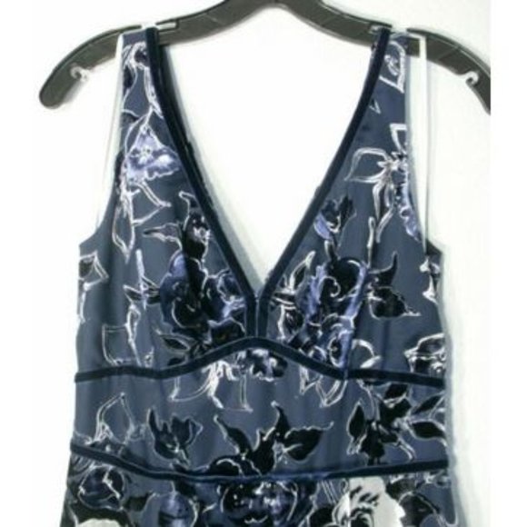 NWT Marchesa Notte Blue Floral Sleeveless Tiered Burnout Gown Dress 2 - Picture 5 of 12